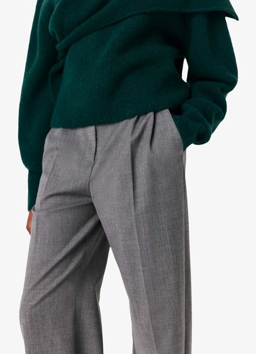 Maje High waist wide fit pantalon met steekzakken - detail 3 grijs