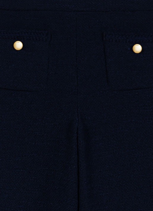Maje High waist wide fit pantalon met tweed-look - detail 7 donkerblauw