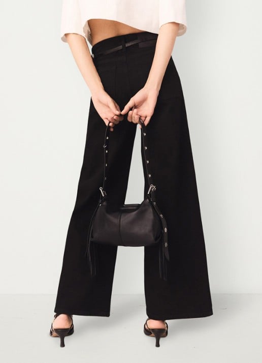 Maje High waist wide leg jeans met opgestikte zakken - detail 6 zwart