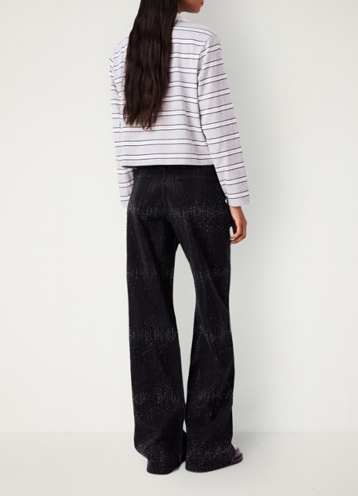 Maje High waist wide leg jeans met strass - achterkant 8 jeans