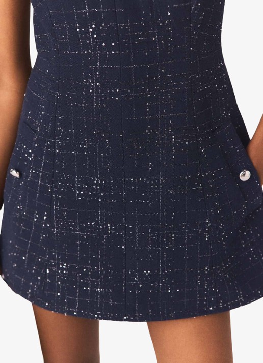 Maje Iomel mini jurk met steekzakken - detail 8 donkerblauw