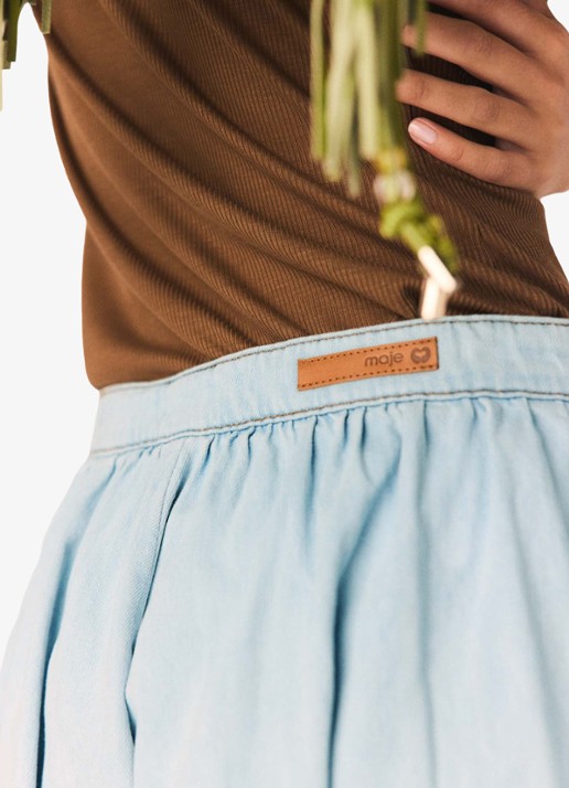 Maje IOU high waist straight fit korte broek met steekzakken - detail 6 lichtblauw