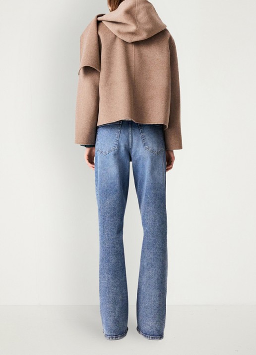 Maje Jack in wolblend met afneembare sjaal - achterkant 6 beige