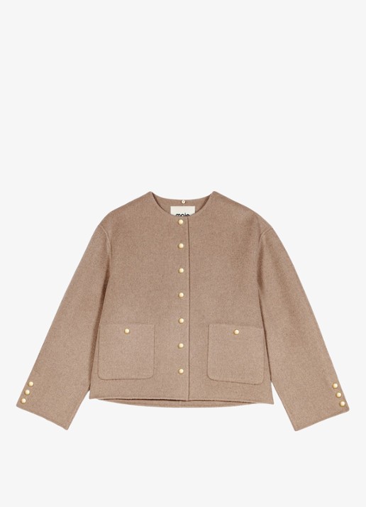 Maje Jack in wolblend met afneembare sjaal - detail 3 beige