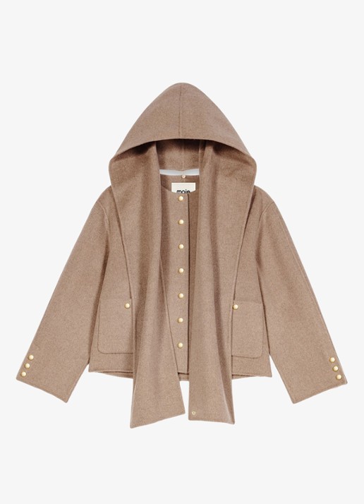 Maje Jack in wolblend met afneembare sjaal - detail 4 beige