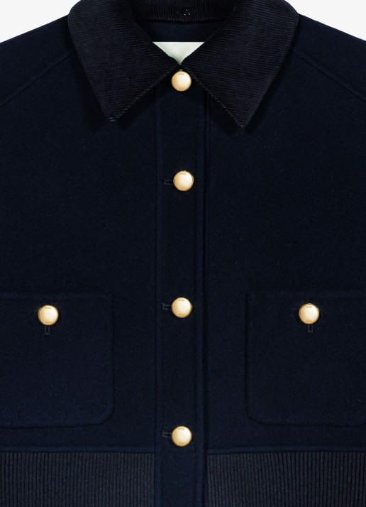 Maje Jack in wolblend - detail donkerblauw