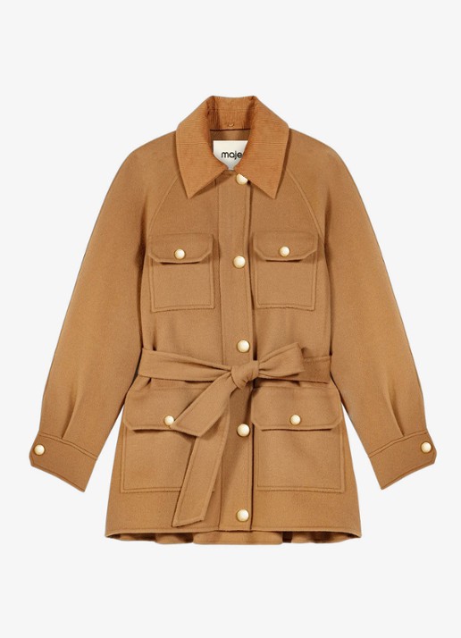 Maje Jack met strikceintuur - voorkant 7 camel