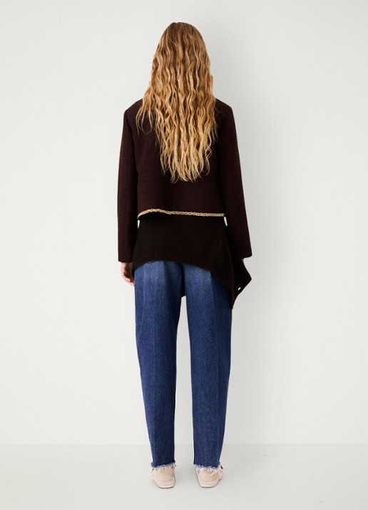 Maje Jack met tweed-look en kettingdetail - achterkant 8 donkerbruin