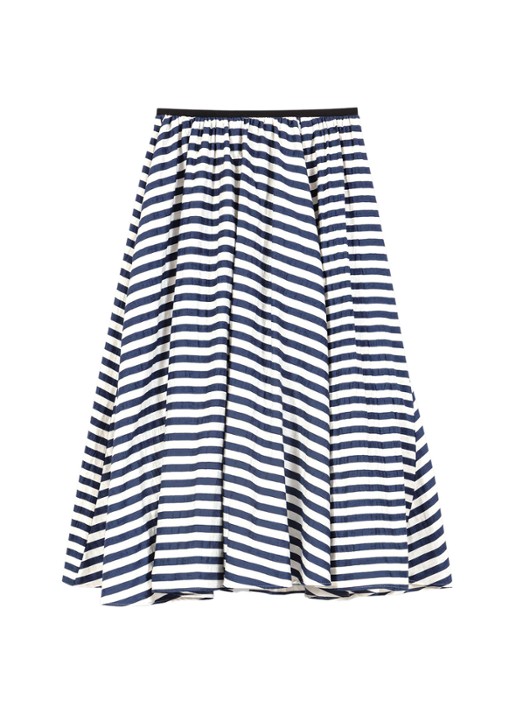Maje Jalais midi rok met streepprint - voorkant 6 donkerblauw