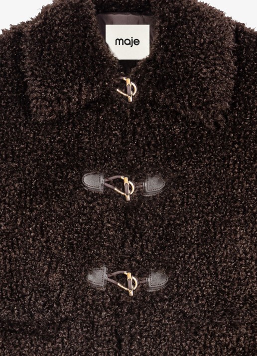 Maje Jas van teddy - detail donkerbruin