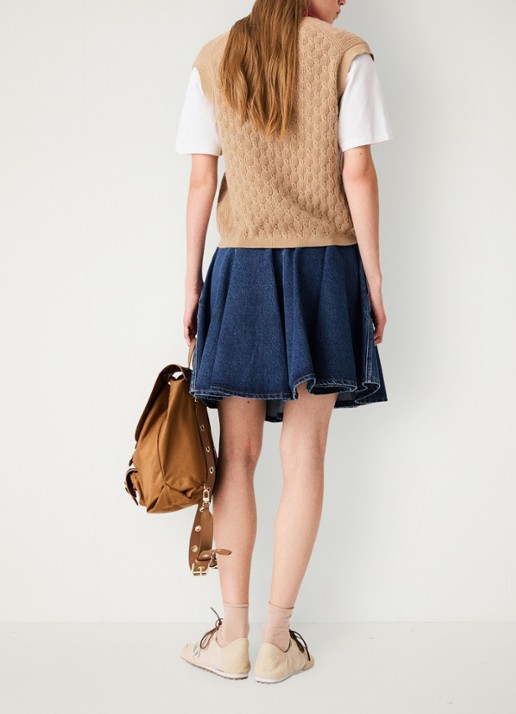 Maje Kabelgebreid gilet in kasjmierblend met opgestikte zakken - achterkant 8 beige
