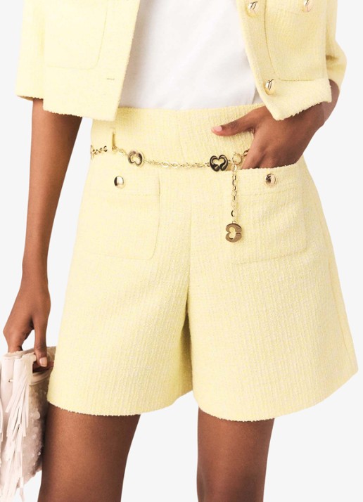 Maje korte broek met tweed-look - detail 8 lichtgeel