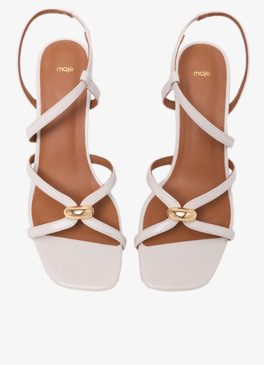 Maje Leren sandalen met meerdere bandjes - detail 6 beige