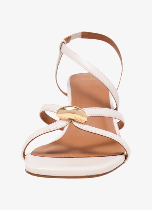 Maje Leren sandalen met meerdere bandjes - detail 8 beige