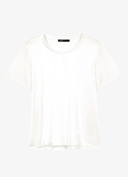 Maje Limeon T-shirt van zijde met ronde hals - voorkant 5 wit