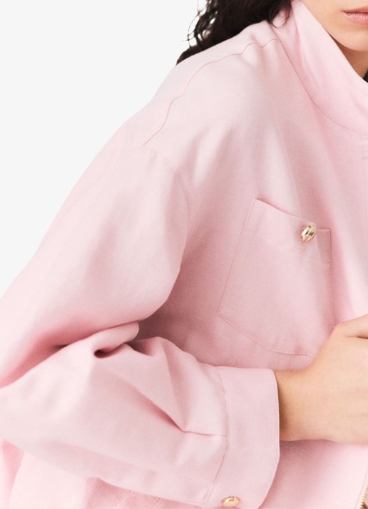 Maje Linnen blend bomberjack - detail 4 roze