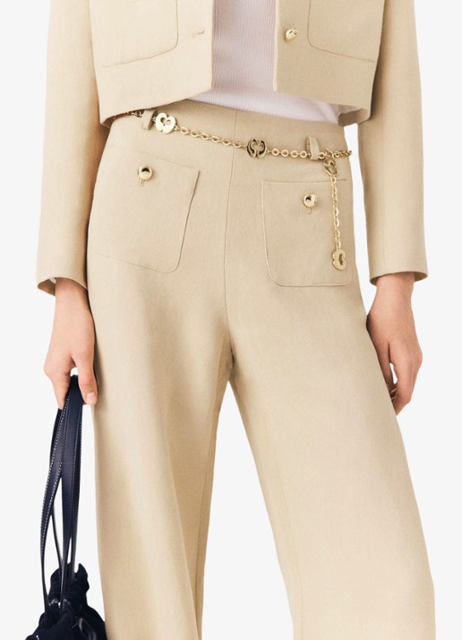 Maje Linnen blend kostuum broek - detail 7 beige
