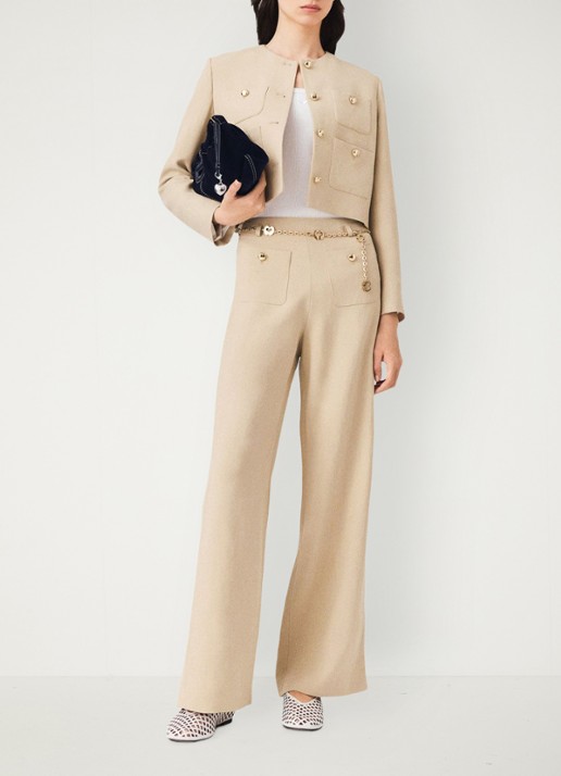 Maje Linnen blend kostuum broek - voorkant 2 beige