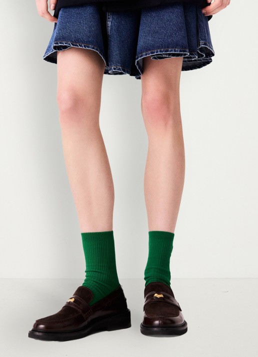 Maje Loafer van leer - detail donkerbruin