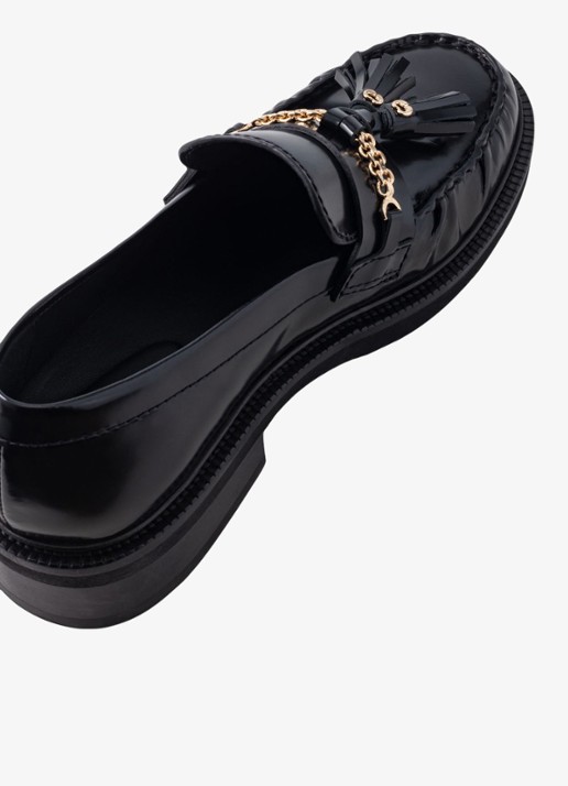 Maje Loafers van leer - achterkant 8 zwart