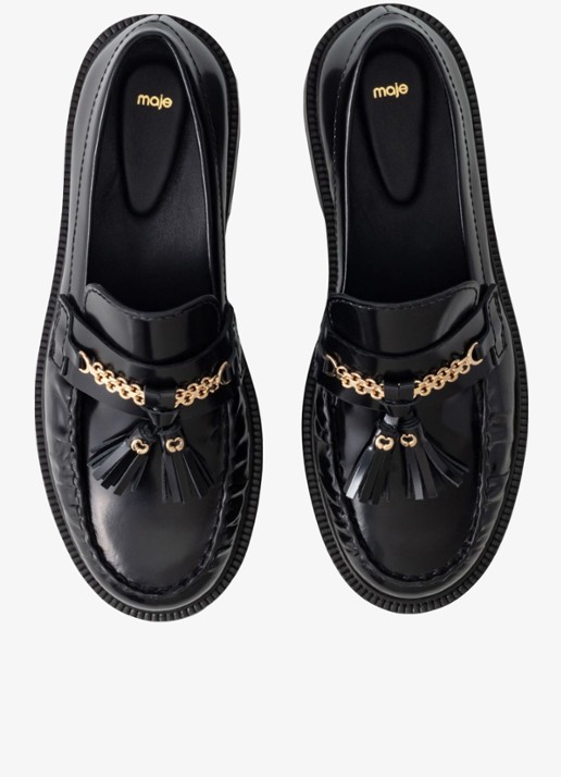 Maje Loafers van leer - detail zwart