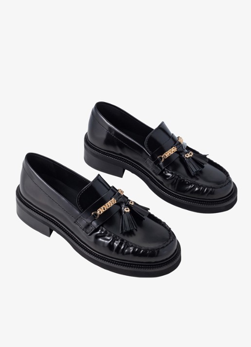 Maje Loafers van leer - detail 2 zwart