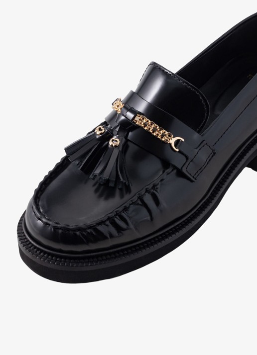 Maje Loafers van leer - detail 3 zwart
