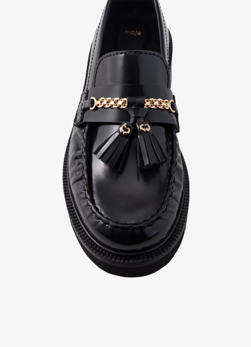 Maje Loafers van leer - detail 4 zwart