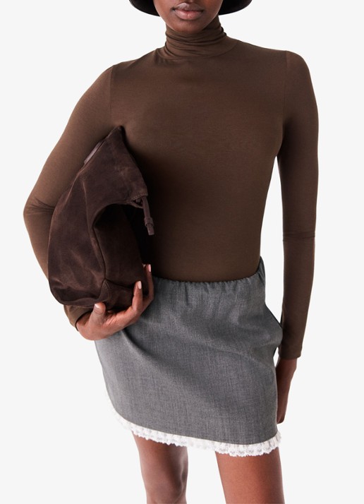 Maje Long sleeve met col - detail 6 donkerbruin