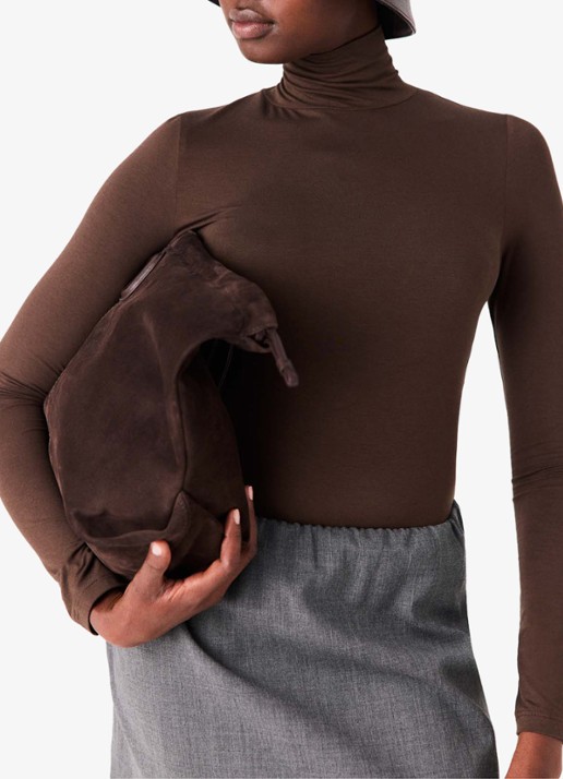 Maje Long sleeve met col - detail 7 donkerbruin