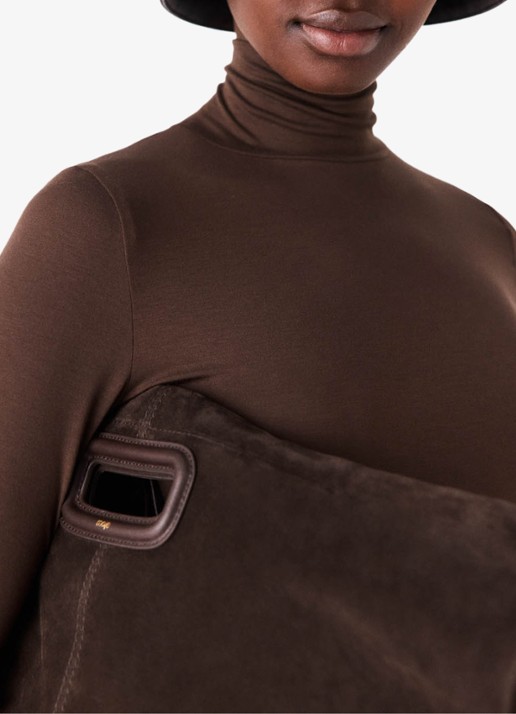 Maje Long sleeve met col - detail 8 donkerbruin