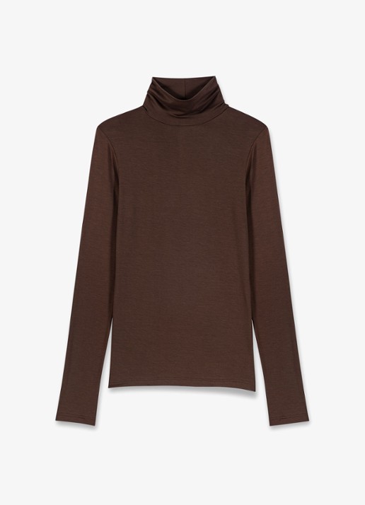 Maje Long sleeve met col - voorkant 2 donkerbruin