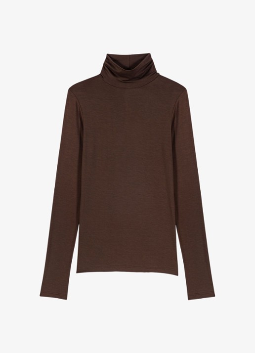 Maje Longsleeve met col  - voorkant 3 donkerbruin