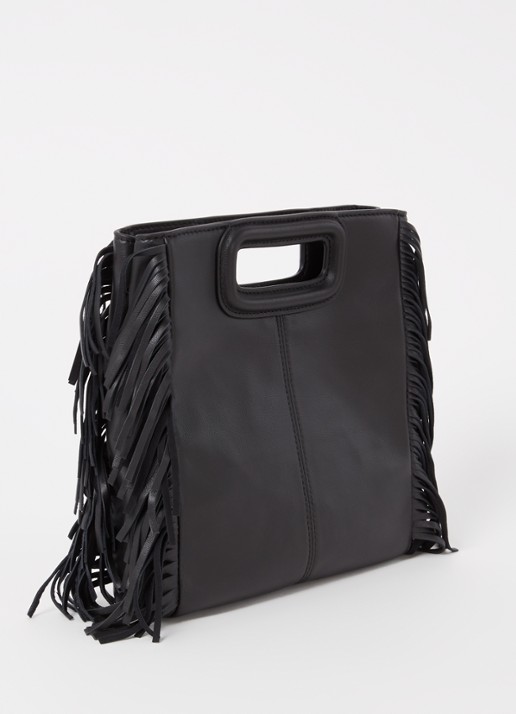 Maje M bag handtas van leer met franjes - achterkant 4 zwart