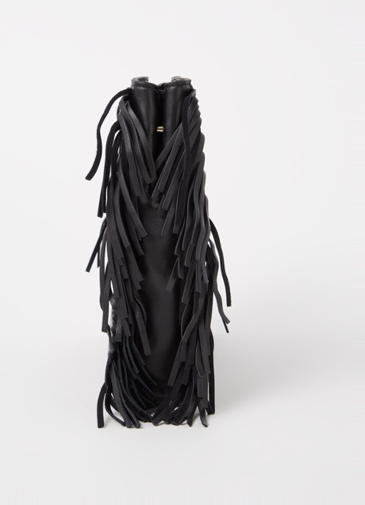 Maje M bag handtas van leer met franjes - detail 2 zwart