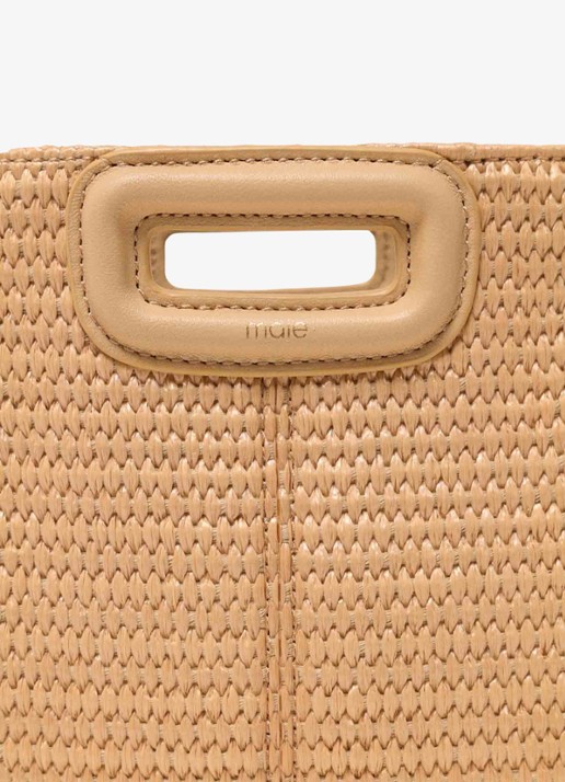 Maje M Mini Raf City handtas met gevlochten detail en franjes - detail beige