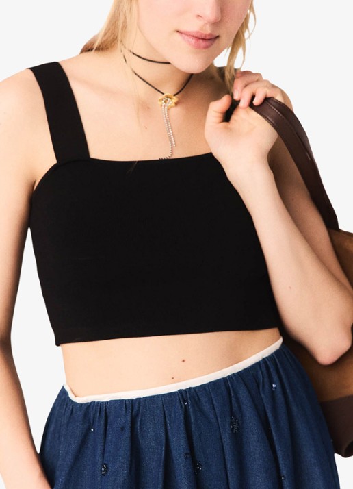 Maje Maclyna cropped tanktop met stretch - detail 6 zwart