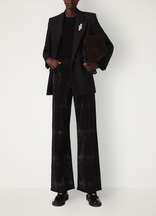 Maje Mid waist wide leg jeans met strass - voorkant 6 jeans