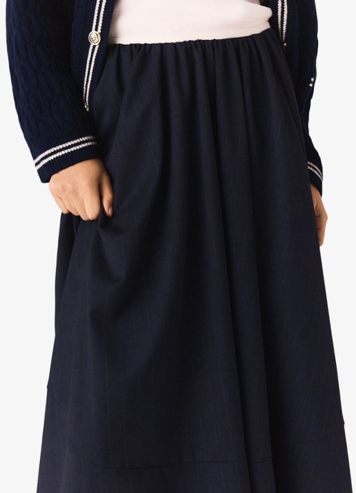 Maje Midi A-lijn rok met plooien - detail 7 donkerblauw