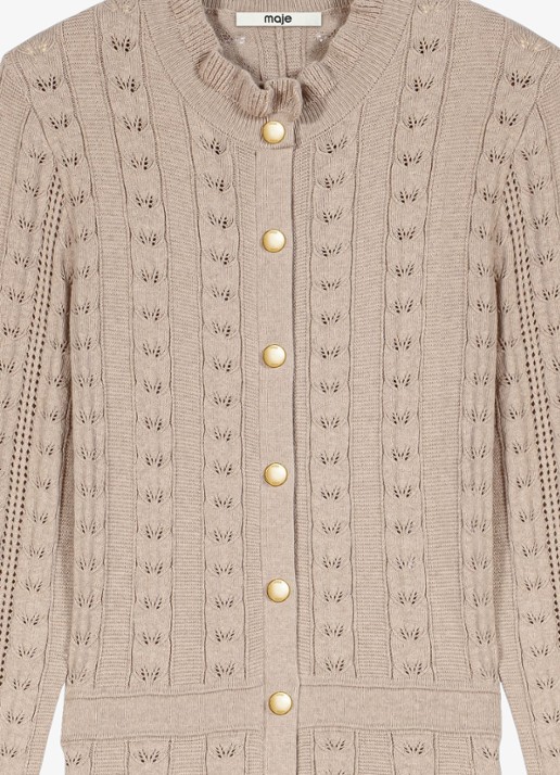 Maje Midi blousejurk in wolblend met ruches - detail 5 beige