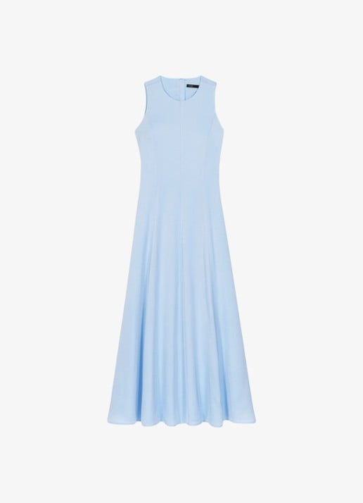 Maje Midi jurk met cut-out detail - voorkant 2 lichtblauw