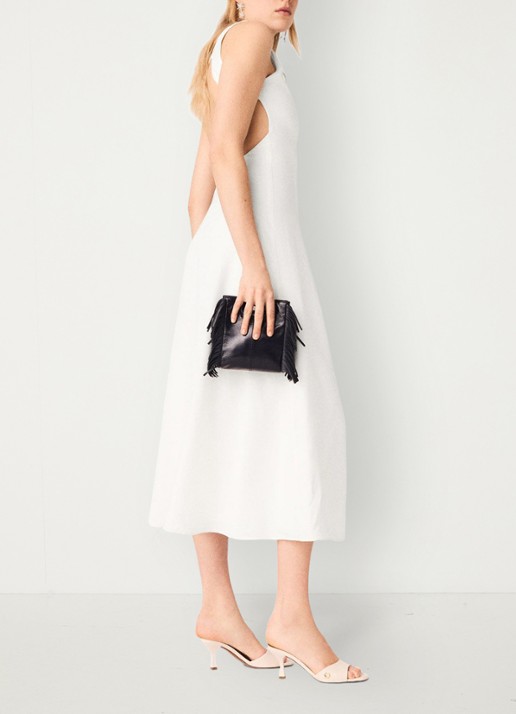 Maje Midi jurk met cut out detail - detail 3 wit