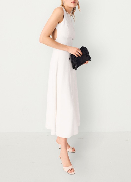 Maje Midi jurk met cut out detail - detail 4 wit