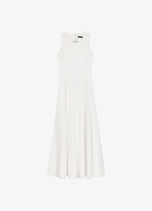 Maje Midi jurk met cut out detail - voorkant wit