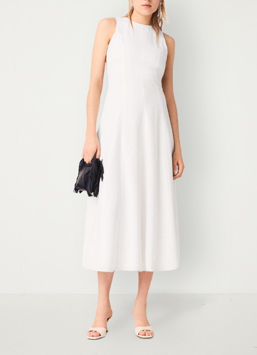 Maje Midi jurk met cut out detail - voorkant 2 wit
