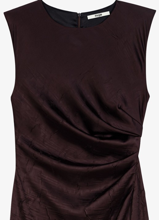 Maje Midi jurk met gedrapeerd detail - detail brown / bruin