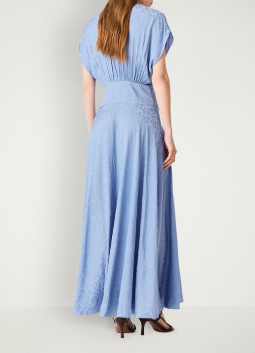 Maje Midi jurk met jacquarddessin - achterkant 8 light blue / lichtblauw