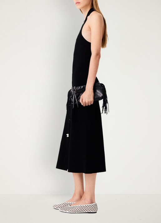 Maje Midi jurk met sierknopen - detail zwart