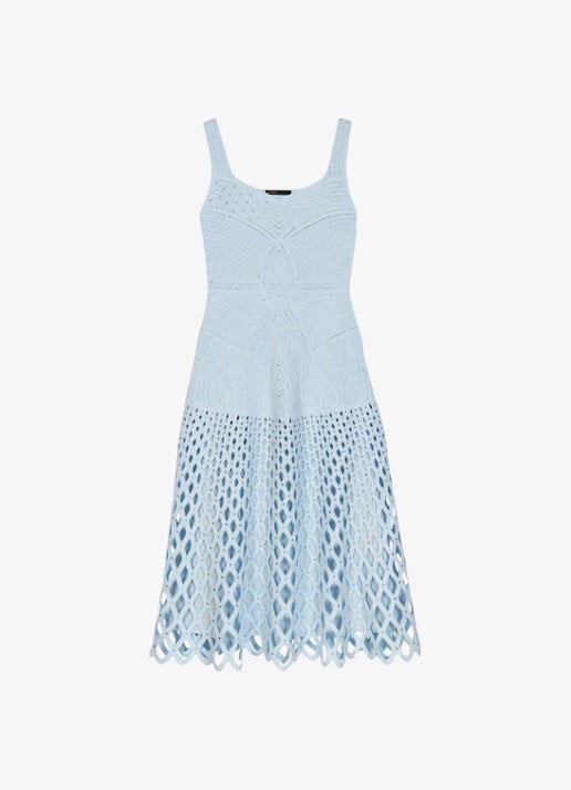 Maje Midi jurk met strass en opengewerkt detail