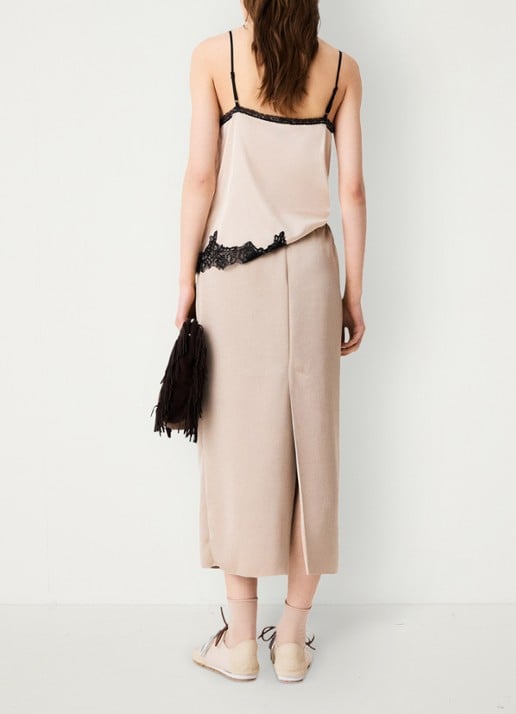 Maje Midi-rok met elastische taille - achterkant beige / beige